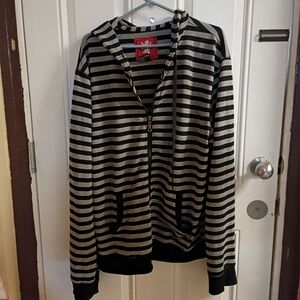 2/$10 Vintage Courage USA Black And Grey Striped Oversized Hoodie